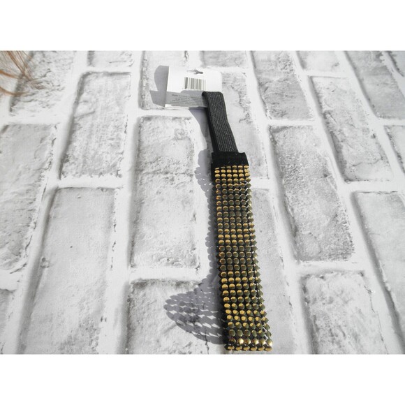 NEW by JUST BASIC, ELASTIC HEADWRAP, HEADBAND BLACK WITH GOLD TONE DECOR  #5 - Picture 11 of 12